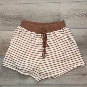 Striped Brown and White Women's Shorts